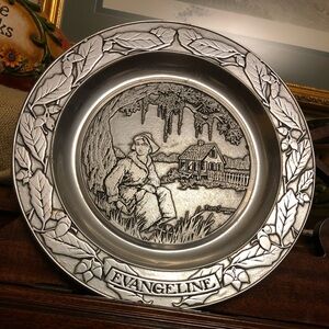 Vintage Floyd Sonnier “Evangeline” Pewter Plate, signed and numbered 126/500.